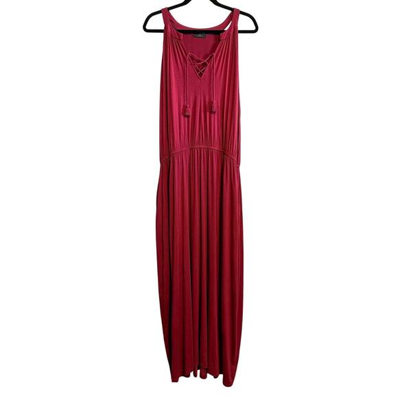 Lane Bryant Dresses & Skirts - Lane Bryant Tassel Drawstring Neck Boho Sleeveless Maxi Dress Size 18/20